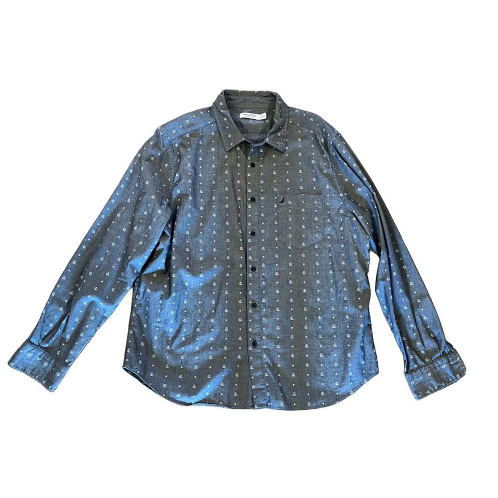 Nautica anchor print classic fit long sleeve shirt Size XL